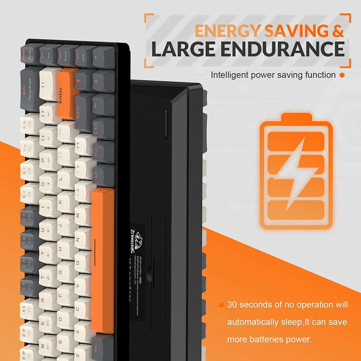 Compact Wireless Mechanical Keyboard - 68 Key Swappable