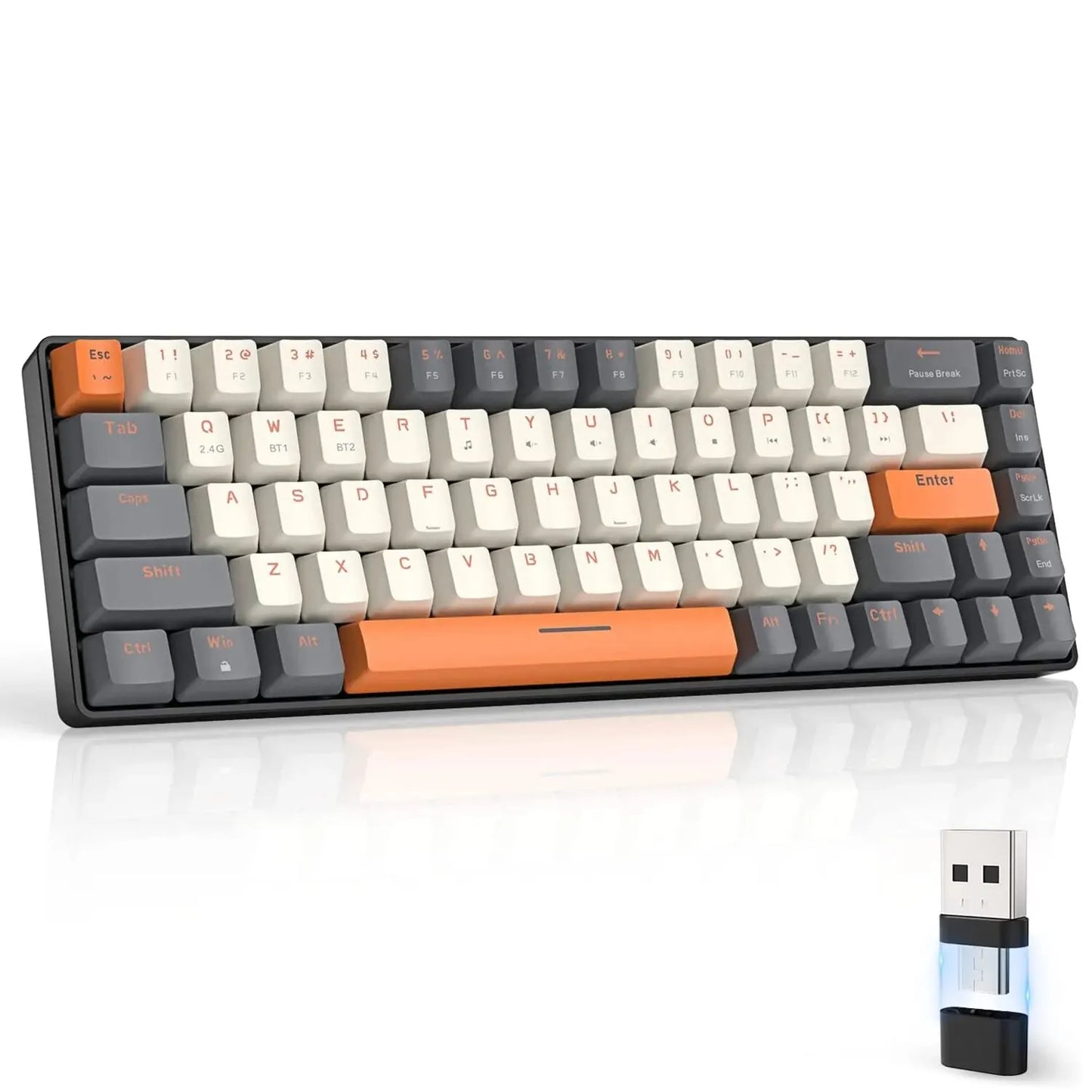 Compact Wireless Mechanical Keyboard - 68 Key Swappable